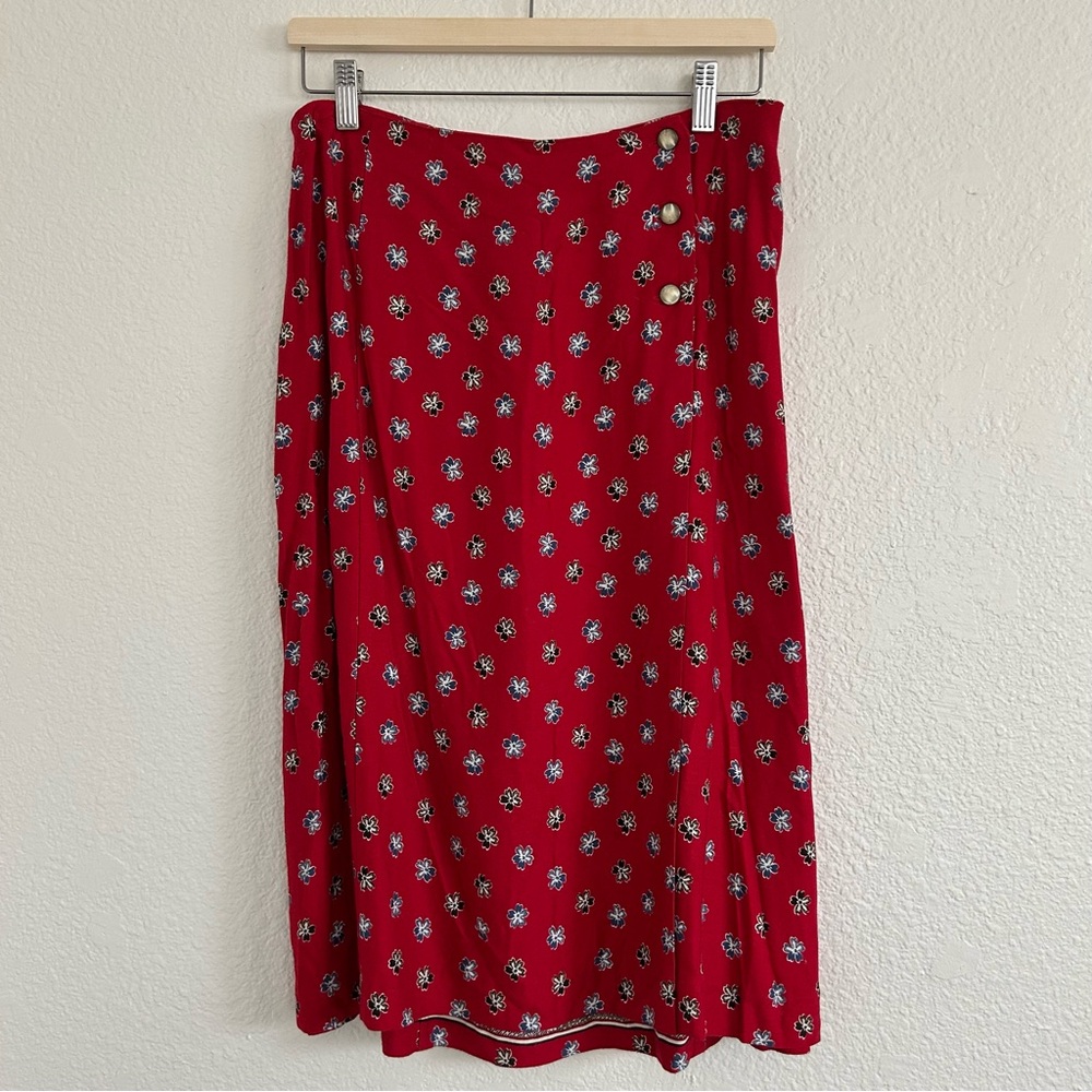 Liz Claiborne Red Floral A-Line Skirt